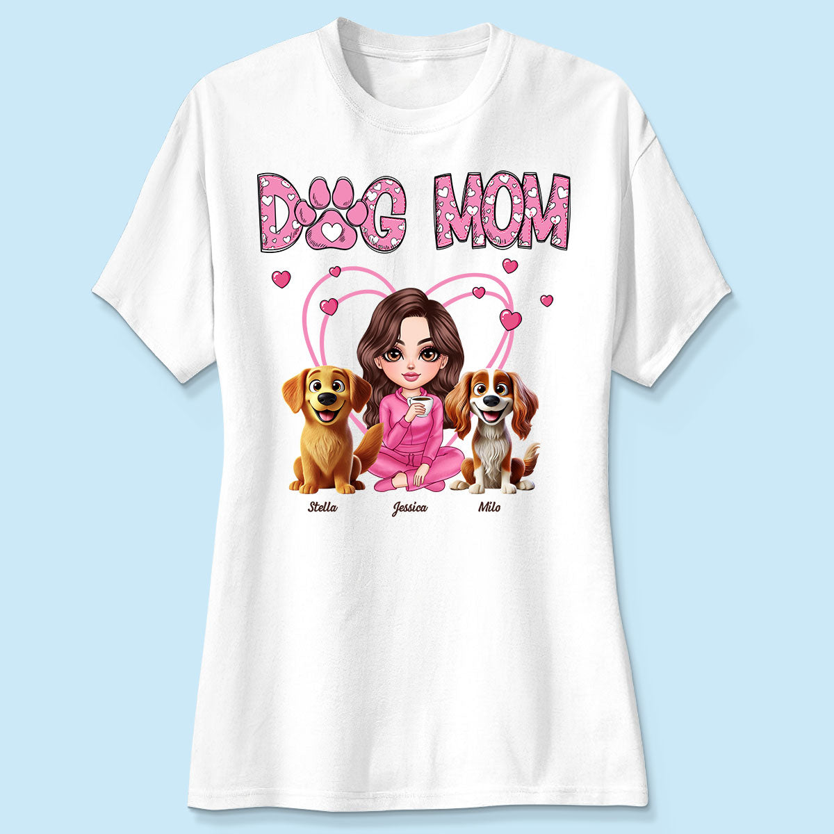 Pink Dog Mom Funny Cartoon Dog Personalized Shirt, Gift For Dog Lovers, Dog Moms