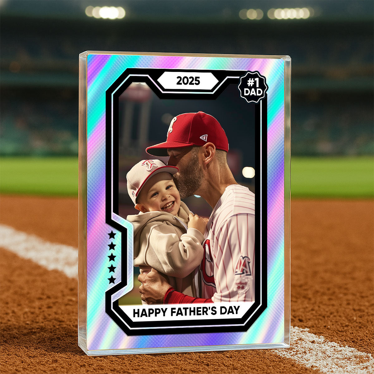 Premium Baseball Card Personalized Acrylic Block Plaque, Gift for Dads, Gift for Husband