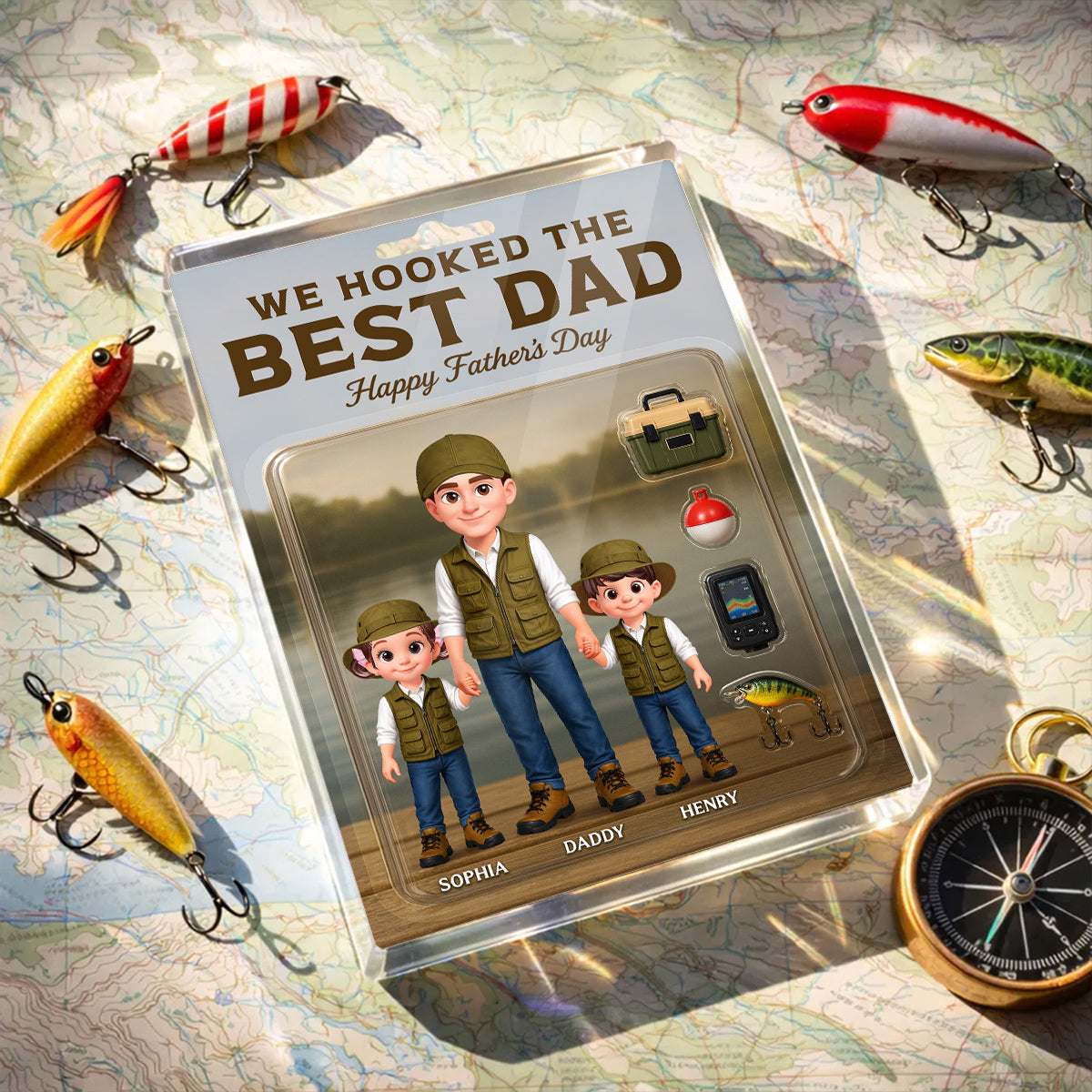 Fishing We Hooked The Best Dad - Personalized Acrylic Block Plaque - Gift For Dad