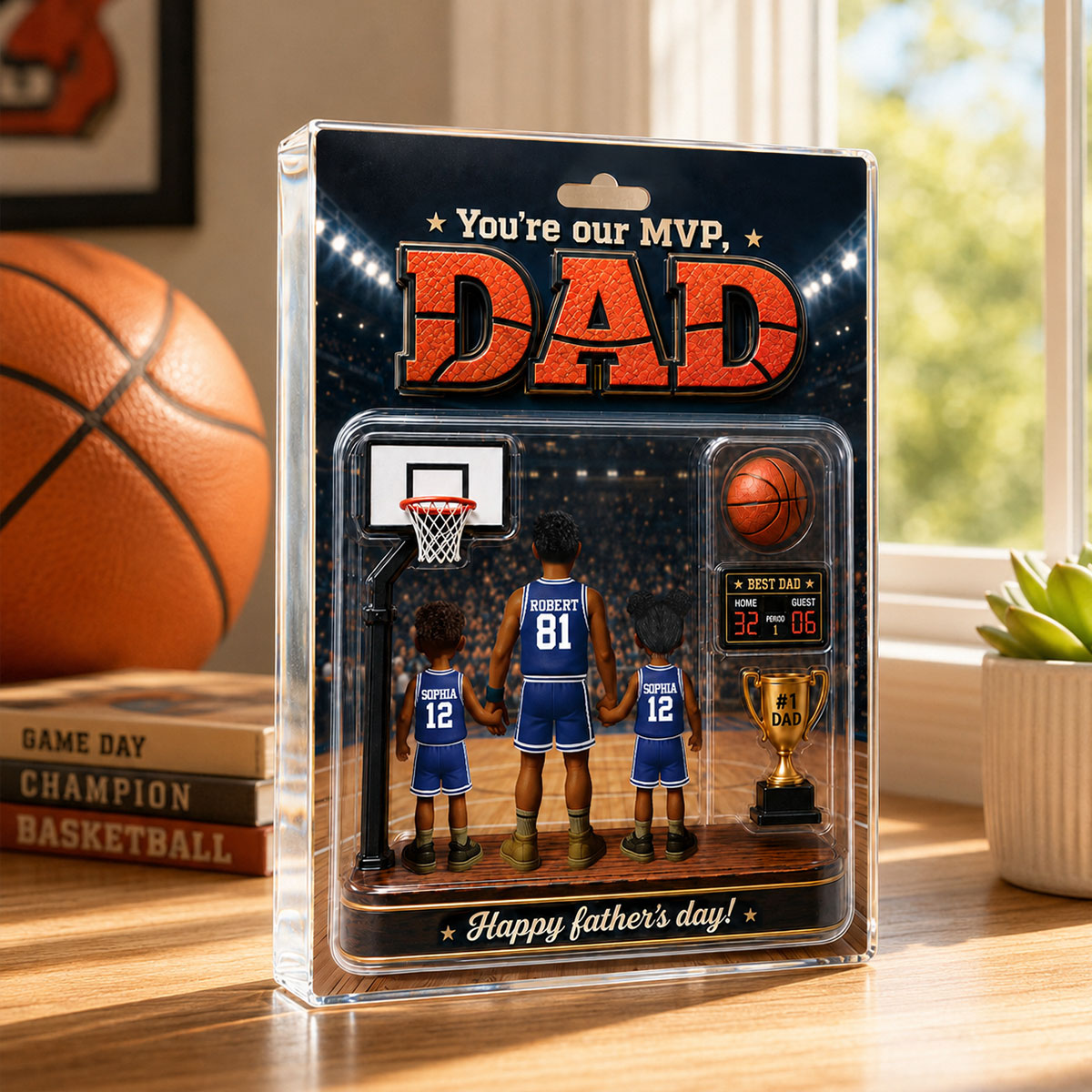You Are Our MVP Basketball Dad, Custom Action Figure - Personalized Acrylic Block Plaque - Gift for Dad, Husband