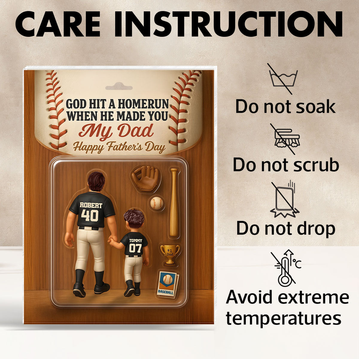 God Hit A Home Run When He Made You Our Dad Custom Action Figure Personalized Acrylic Block Plaque, Gift for Baseball Dad