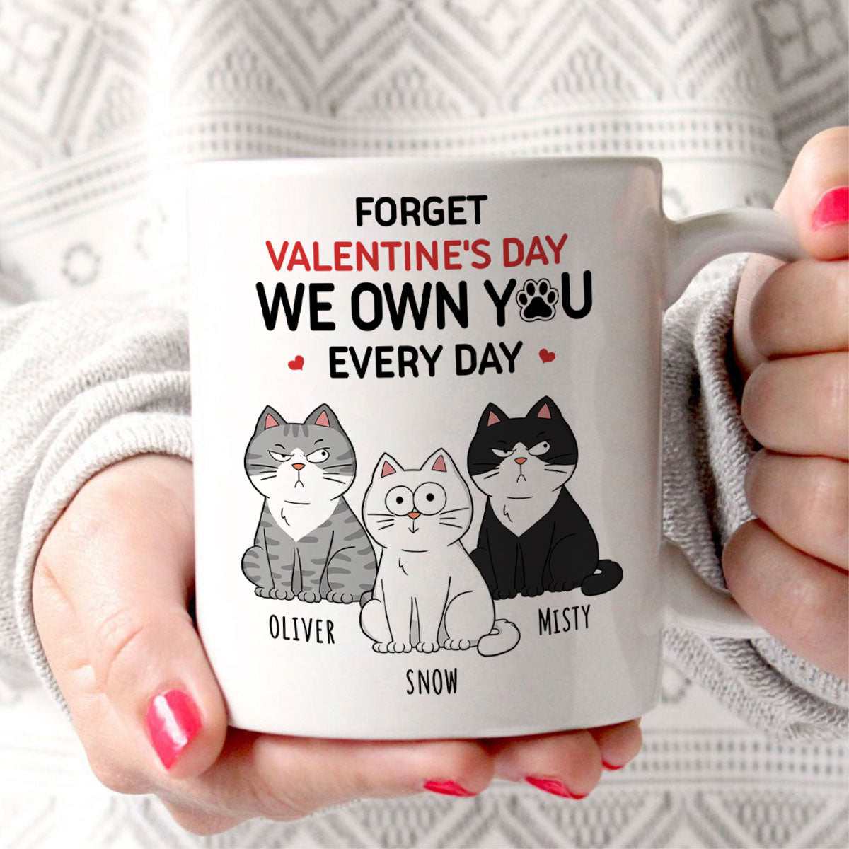 Forget We Own You Everyday Funny Personalized Mug for Cat Moms, Cat Dad