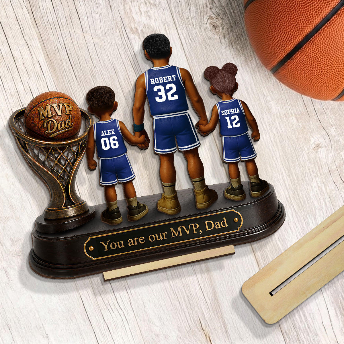 We Scored the Best Dad Basketball Trophy - Personalized 2-Layered Wooden Plaque - Gift for Dad, Husband