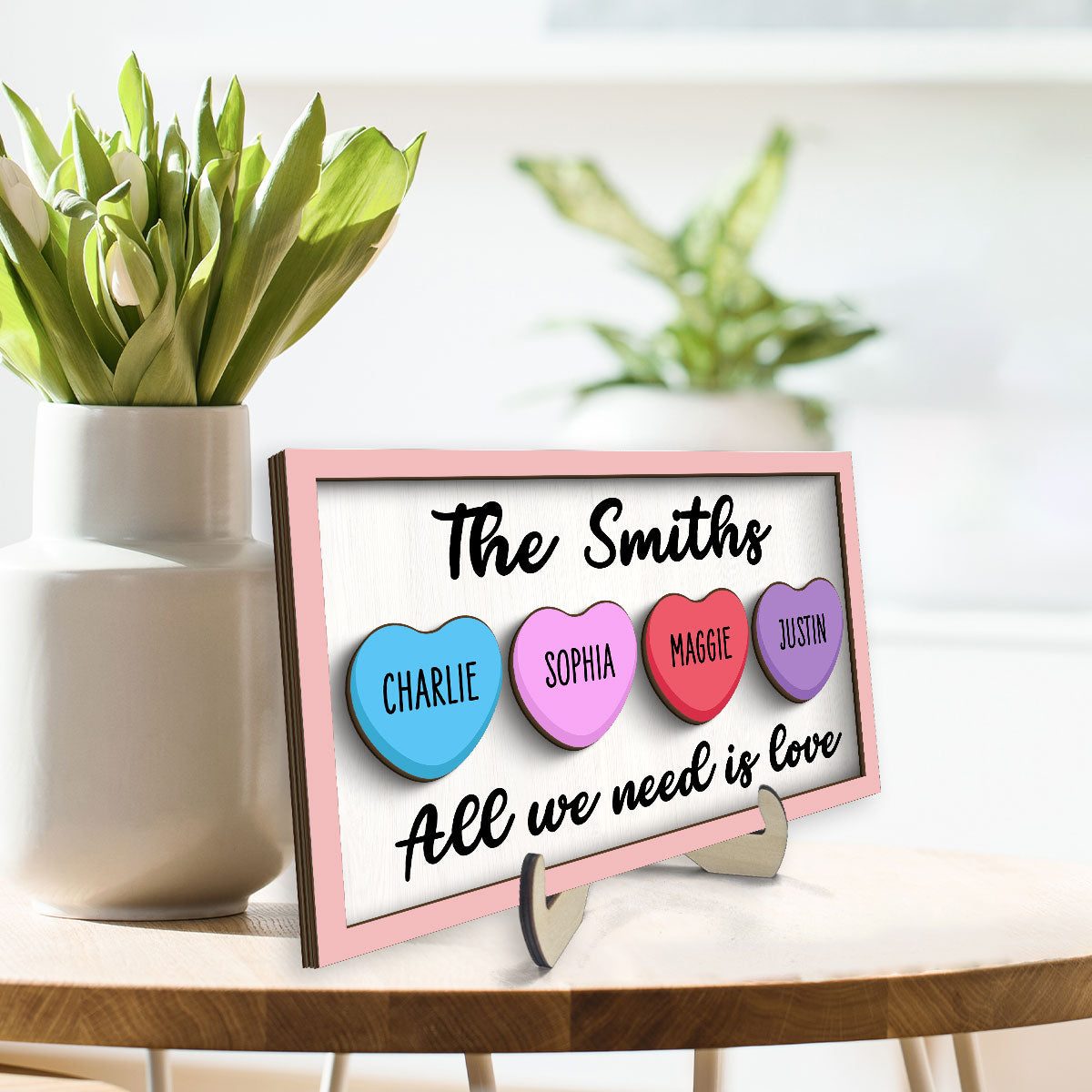 All We Need Is Love Family Decoration Personalized 2-Layer Wooden Plaque