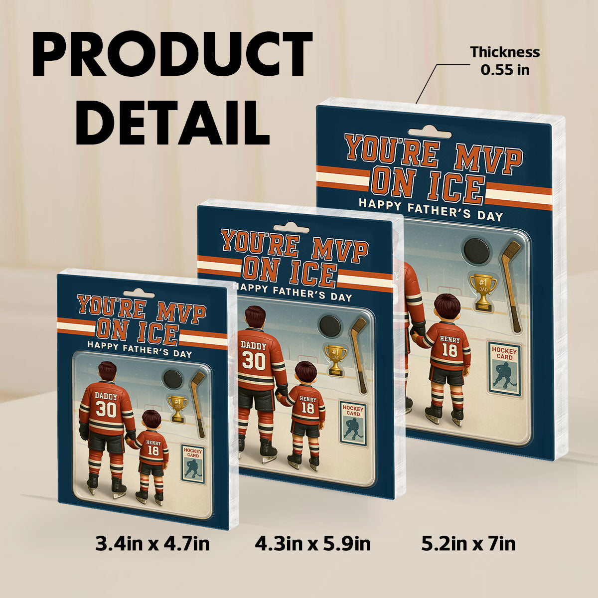 You're My MVP On Ice Hockey Dad Custom Action Figure Personalized Acrylic Block Plaque, Gift for Dads, Gift for Husband