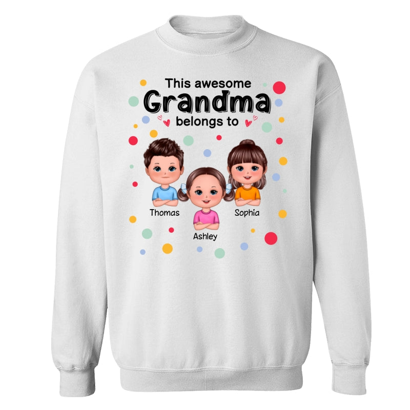 This Mom Grandma Dad Grandpa Belongs To Cute Doll Kids Colorful Dot Personalized Shirt