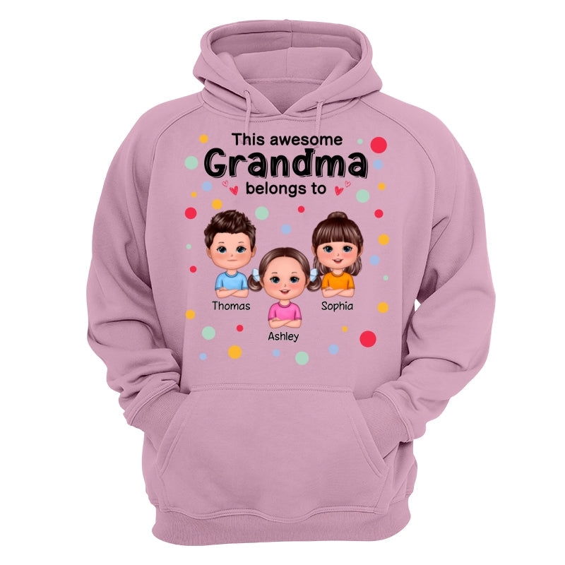 This Mom Grandma Dad Grandpa Belongs To Cute Doll Kids Colorful Dot Personalized Shirt