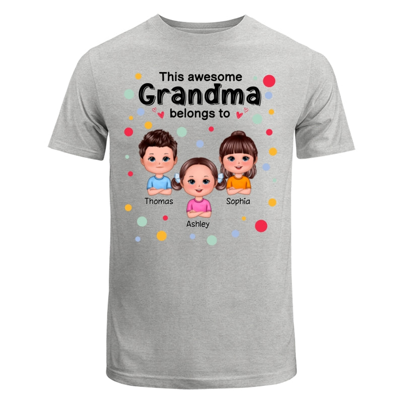 This Mom Grandma Dad Grandpa Belongs To Cute Doll Kids Colorful Dot Personalized Shirt