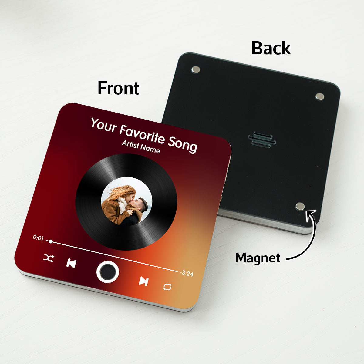 Custom Photo & Favorite Song Disc Personalized Music Fridge Magnet, Gift For Couple