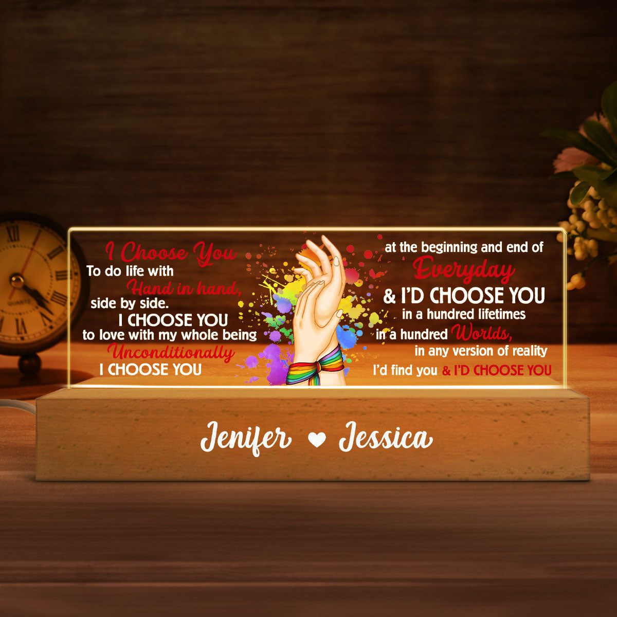 I Choose You LGBTQ+ Gift Personalized Acrylic Block LED Night Light