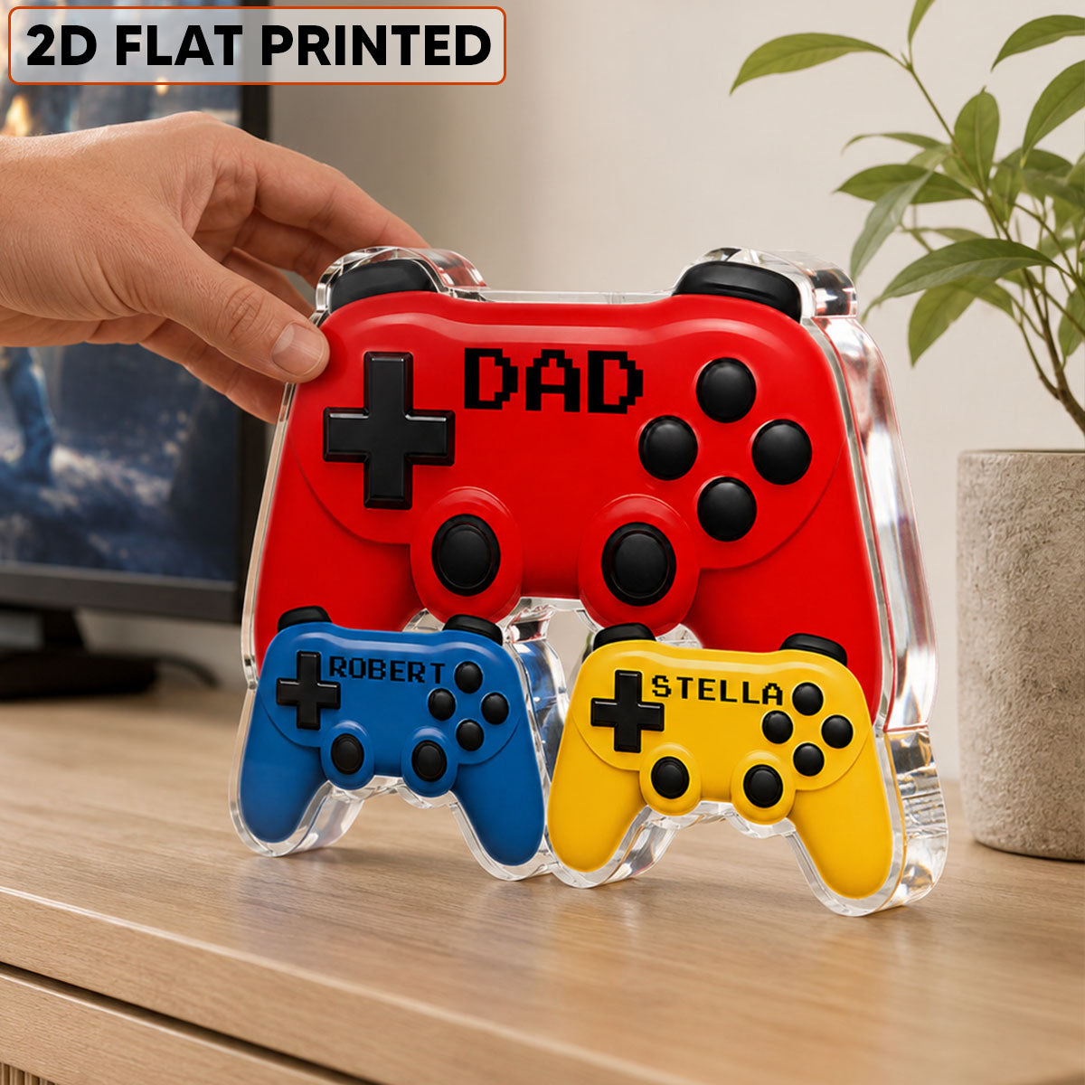 Gamer Dad Controllers - Personalized Acrylic Block Plaque - Gift For Dad, Husband, Gamers