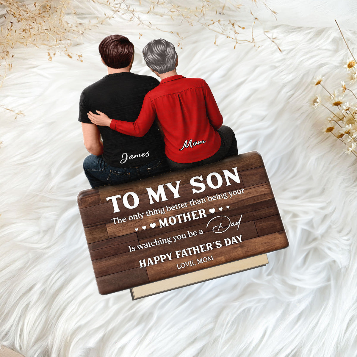 To My Son Happy 2D Flat - Personalized Wooden Plaque - Heartfelt Gift For Son