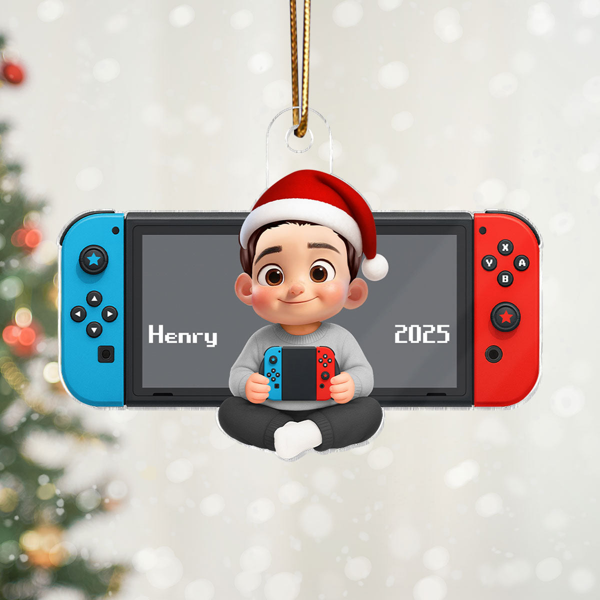 Personalized Gamer 3D Effect Ornament for Boys, Christmas Gift for Kids, Teenagers