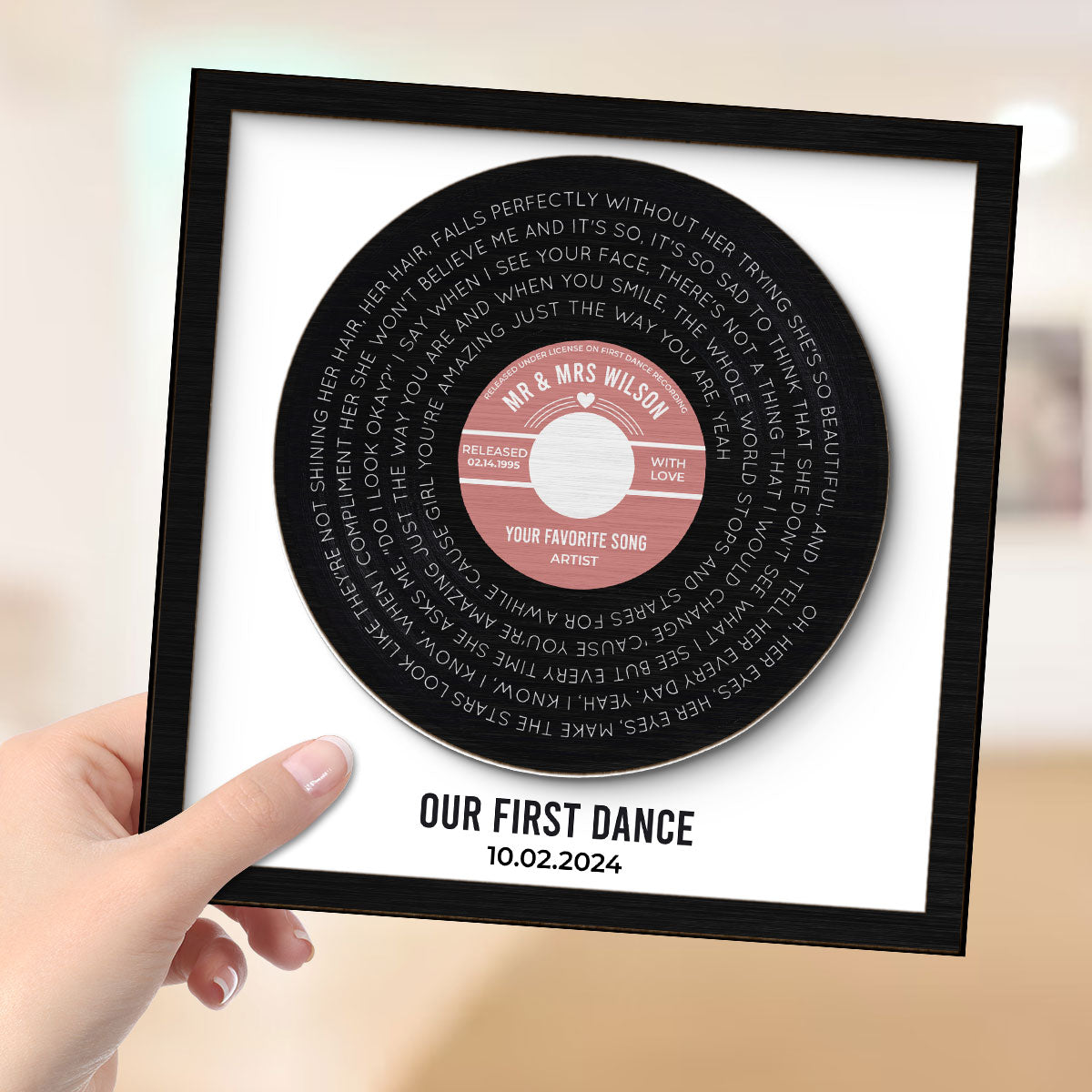 Custom Vinyl Record Label Print Personalized 2-Layer Wooden Plaque, Wedding, Valentine's Day, Anniversary, Mother's Day, Unique Gift for Him Gift for Her
