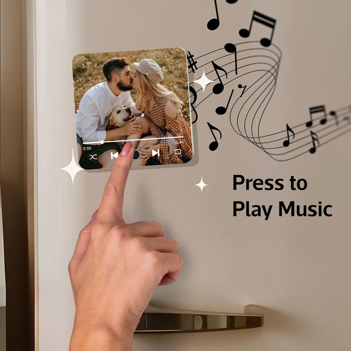 Couple Custom Photo Personalized Bluetooth Music Fridge Magnet, Gift For Couple