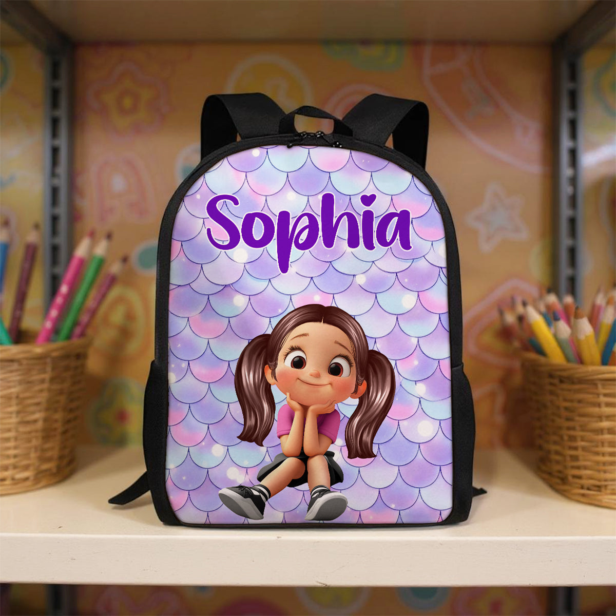 Floral Pink Pattern Personalized Backpack, Custom Back to School Kids Backpack, Kindergarten Elementary School Bookbag for Girl