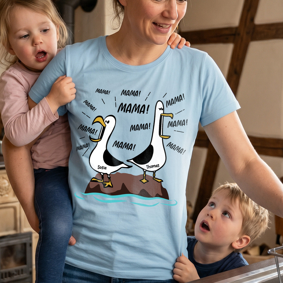 Mwen-Mama Mama! Mama! Mama! - Personalisiertes Shirt - Lustiges Muttertagsgeschenk fr Mutter