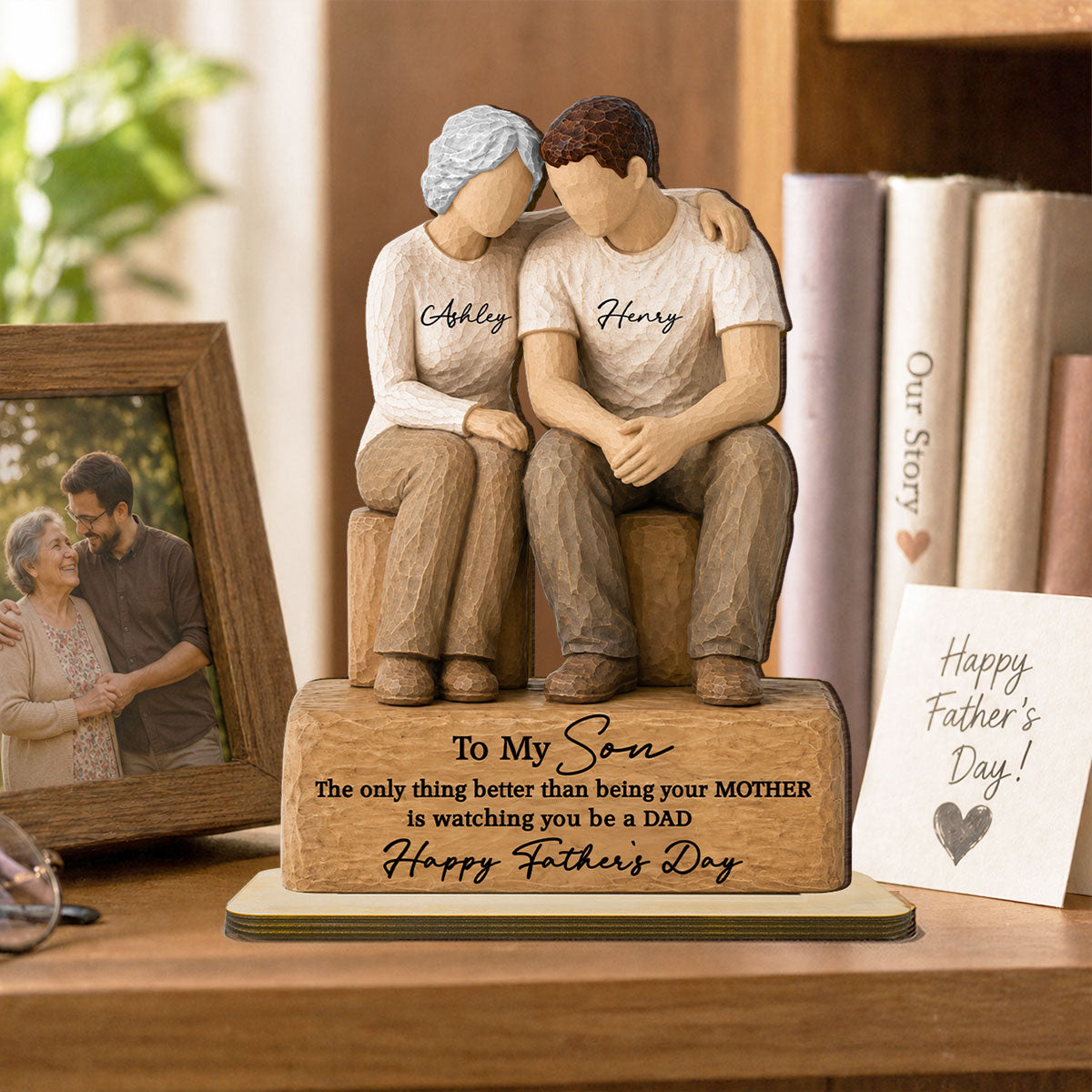 To My Son Watching You Be A Dad From Mom 2D Flat - Personalized 2-Layered Wooden Plaque - Gift For Son