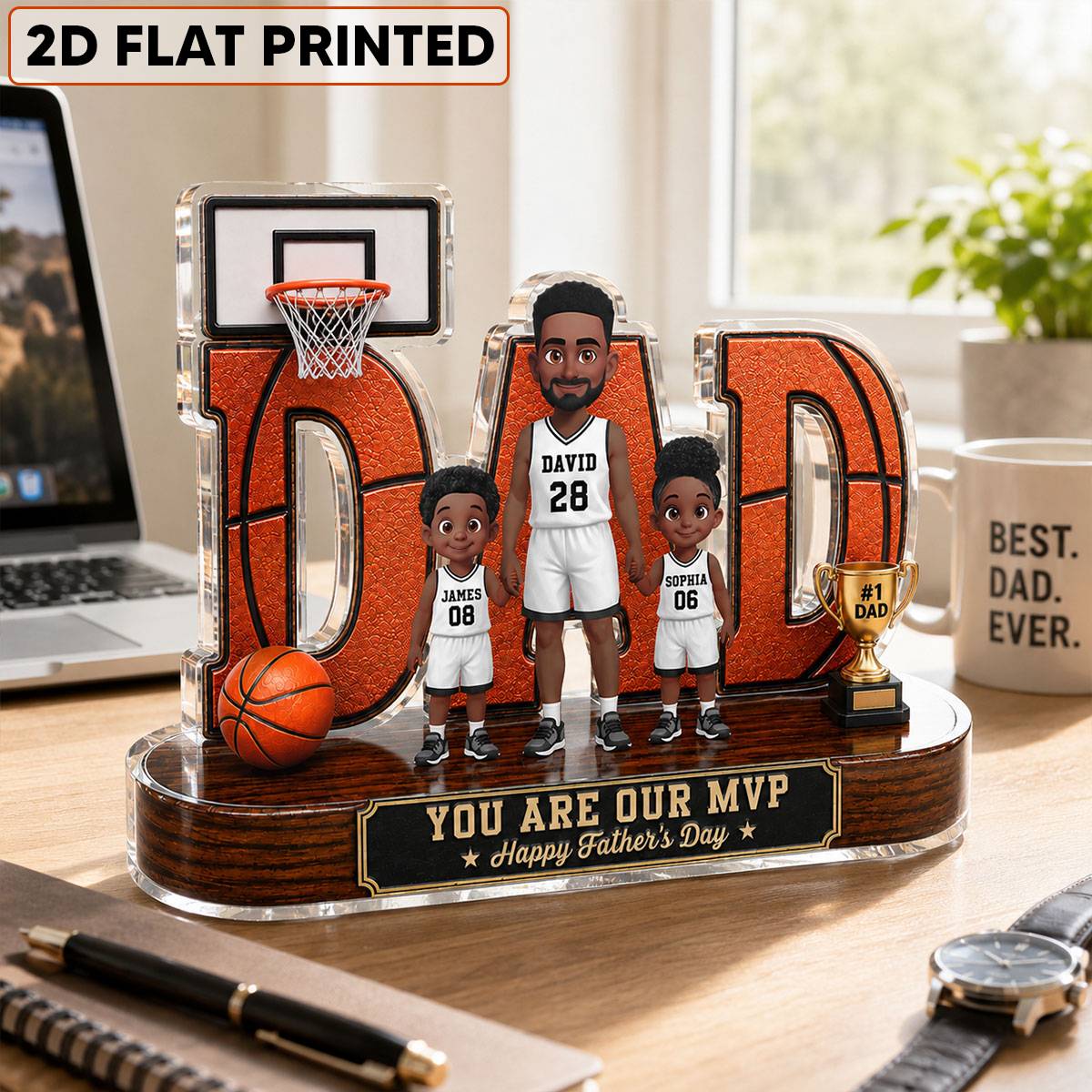 Basketball Dad Legend You Are Our MVP 2D Flat Printed - Personalized Acrylic Block Plaque - Gift For Dad, Husband, Basketball Fans