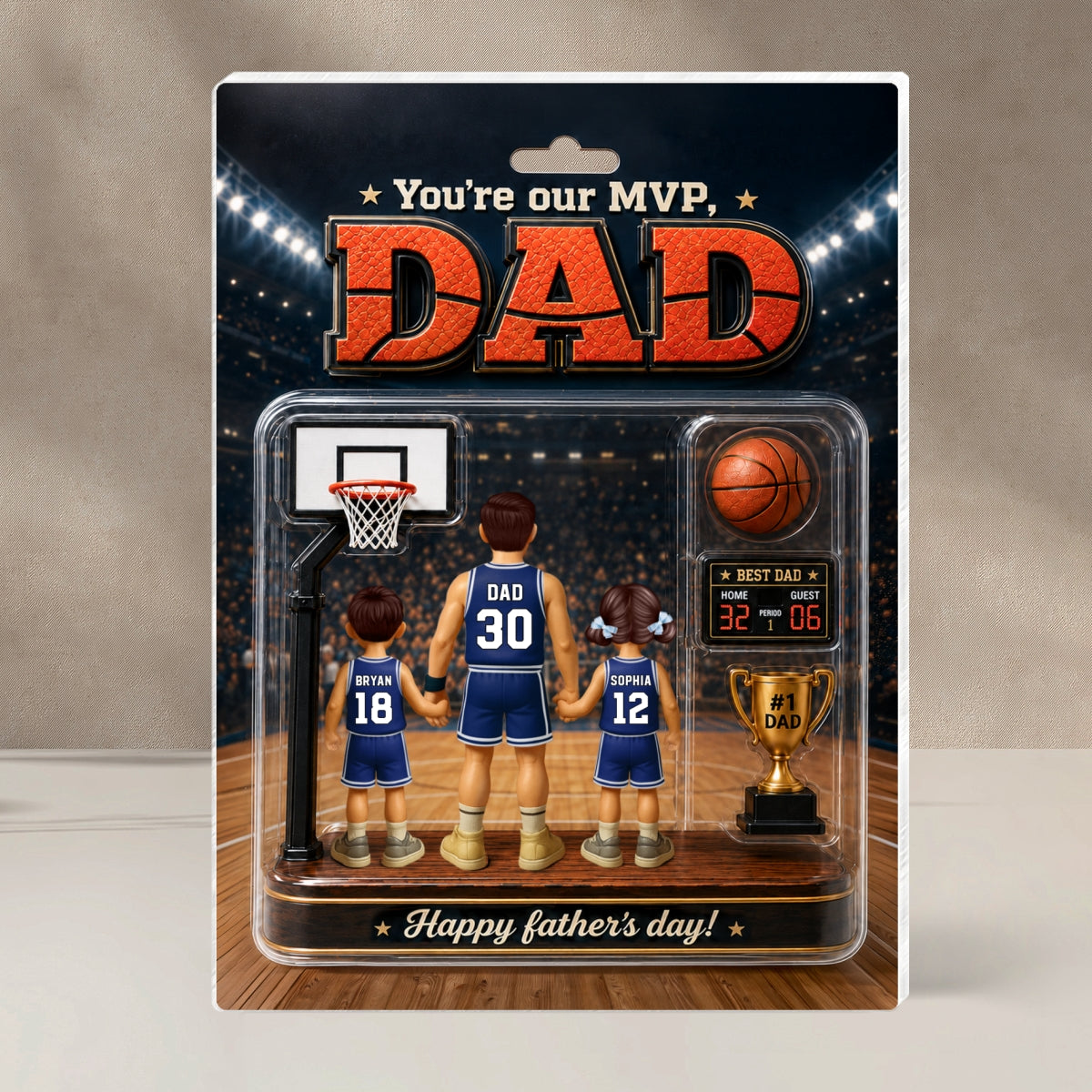 You Are Our MVP Basketball Dad, Custom Action Figure - Personalized Acrylic Block Plaque - Gift for Dad, Husband