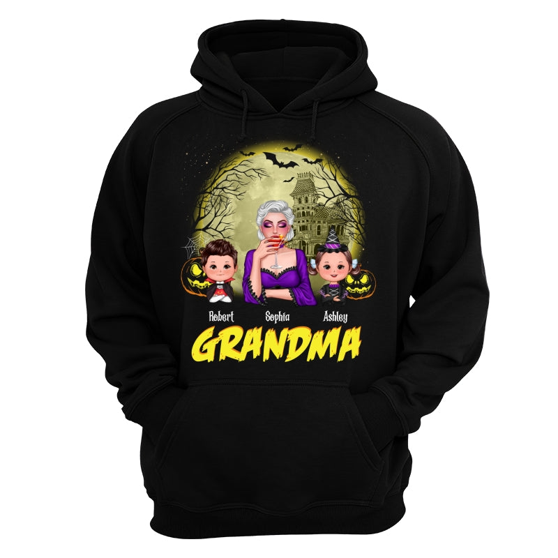 Halloween Glow Yellow Moon Grandma Mom Kids Personalized Shirt