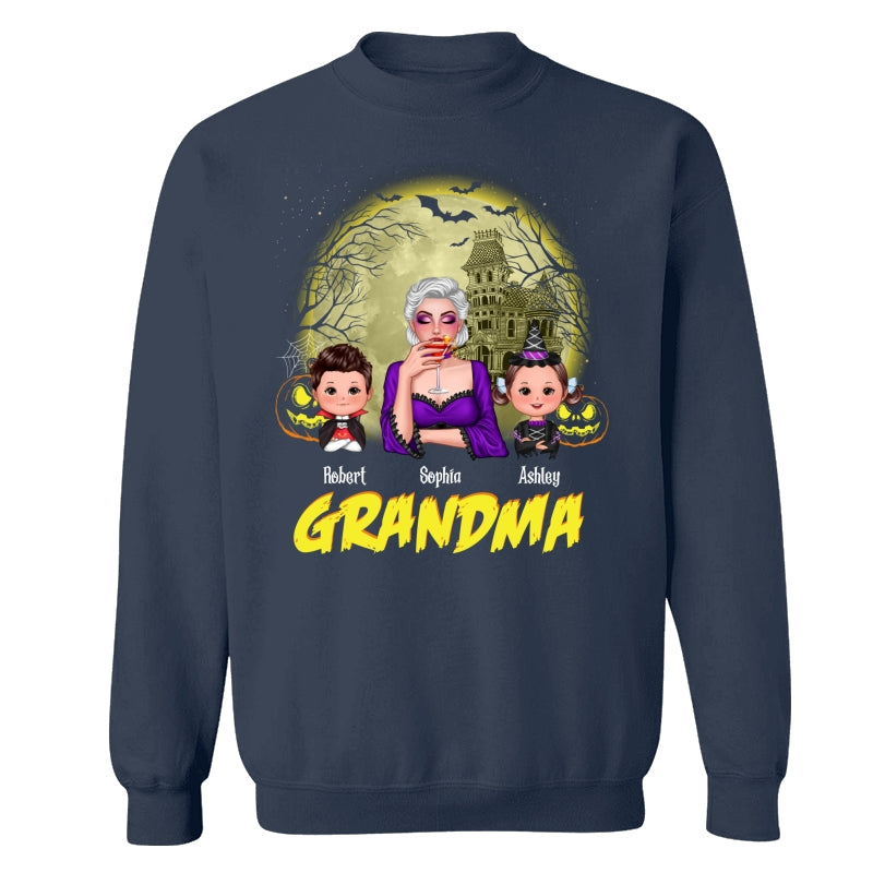 Halloween Glow Yellow Moon Grandma Mom Kids Personalized Shirt