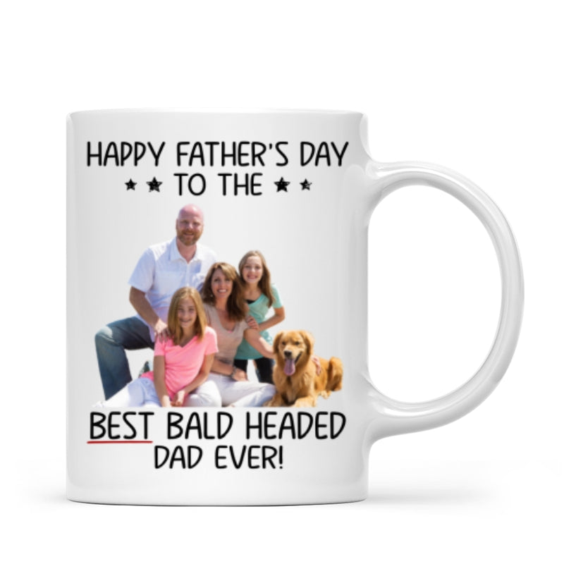 Behind Spoiled Daughter Is Bald Headed Father Photo Inserted Funny Fatherās Day Gift For Dad Personalized Mug