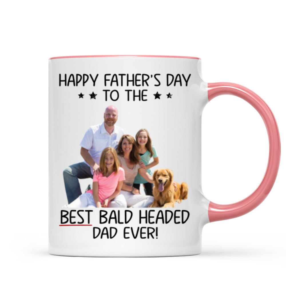 Behind Spoiled Daughter Is Bald Headed Father Photo Inserted Funny Fatherās Day Gift For Dad Personalized Mug