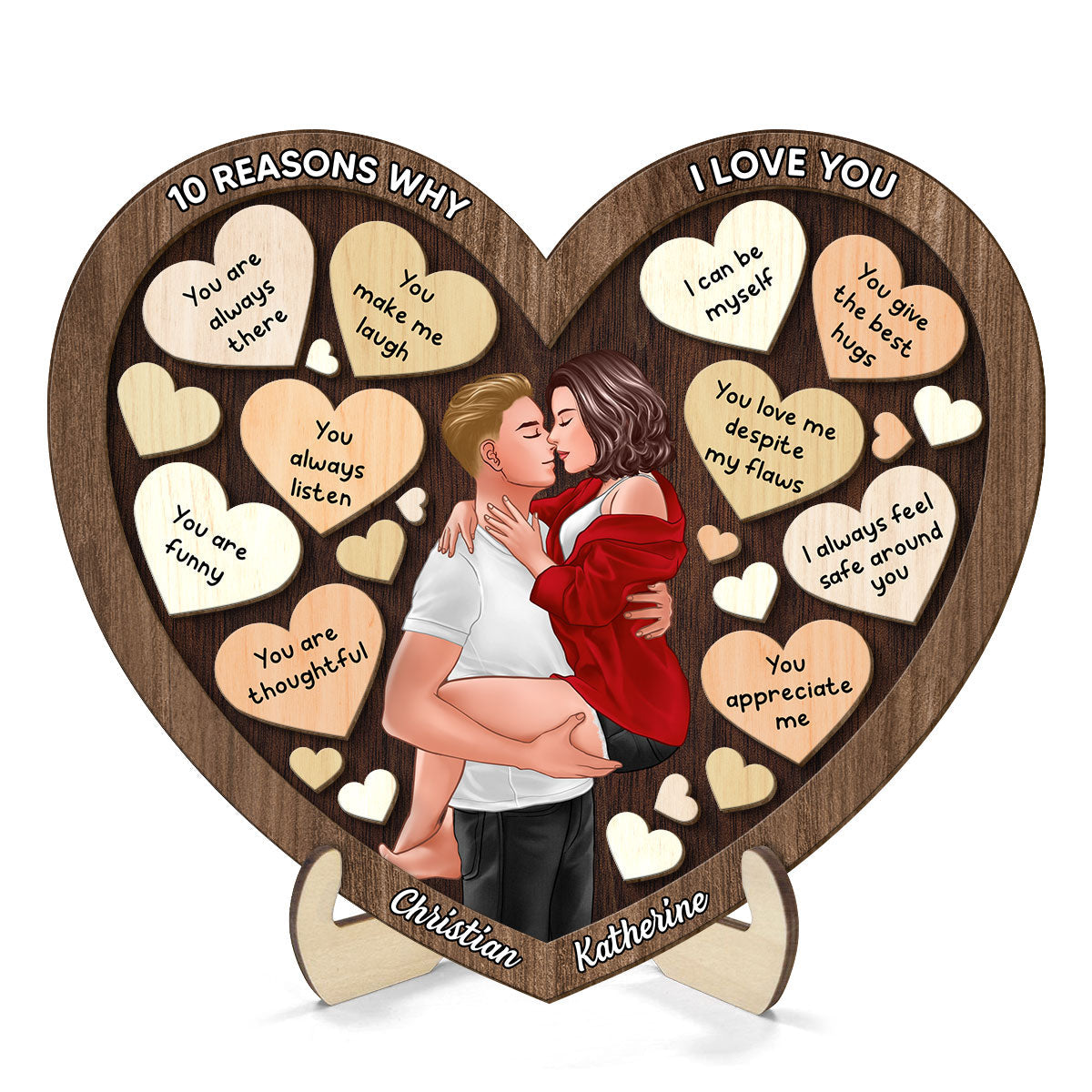 Couple Kissing Passionate In Heart Reasons Why I Love You, Gift For Him, For Her