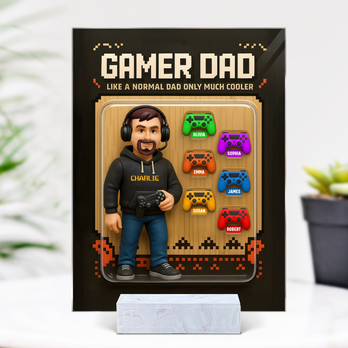 Gamer Dad Cooler Custom Action Figure Personalized Acrylic Plaque, Father's Day Gift for Gamer Dad, Gift for Husband