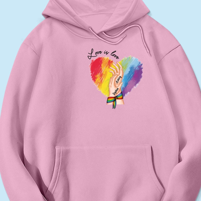 Love Is Love LGBTQ+ Hand In Hand Personalized Shirt
