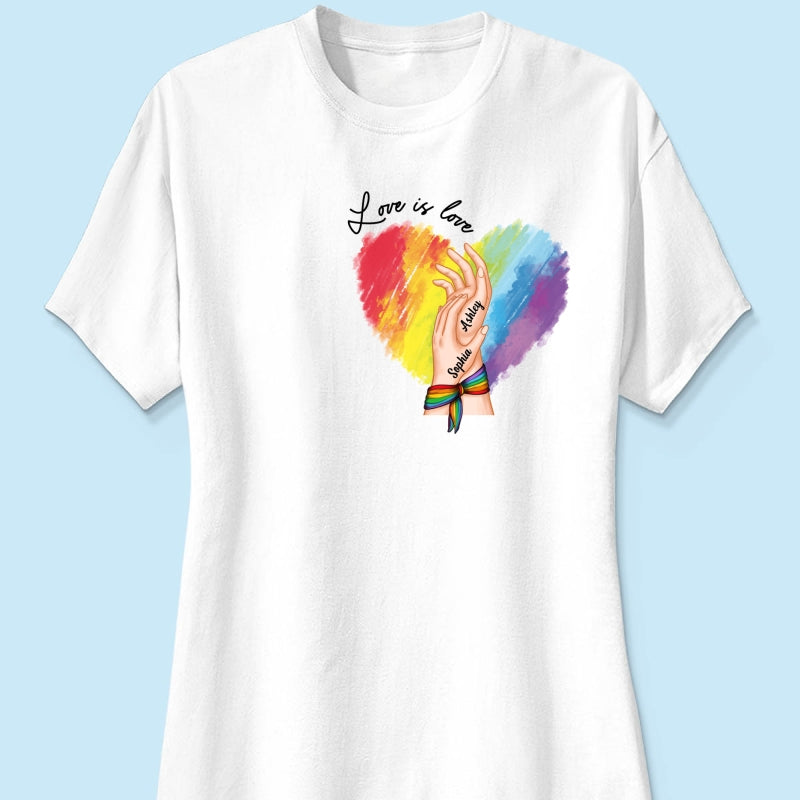 Love Is Love LGBTQ+ Hand In Hand Personalized Shirt