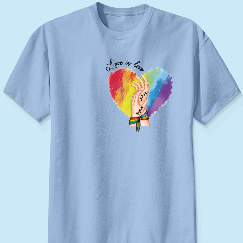 Love Is Love LGBTQ+ Hand In Hand Personalized Shirt