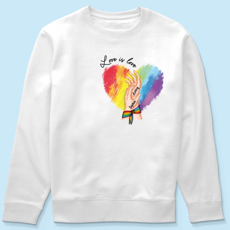 Love Is Love LGBTQ+ Hand In Hand Personalized Shirt