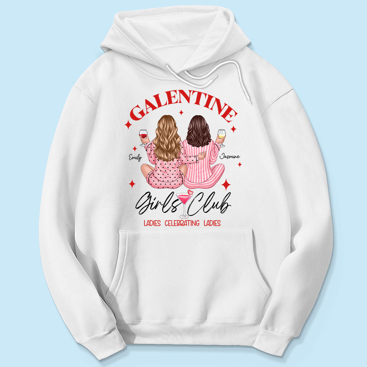 Galentine Girls Club Pajamas Girls Back View Personalized Shirt, Shirt, Social Club, Besties Gift