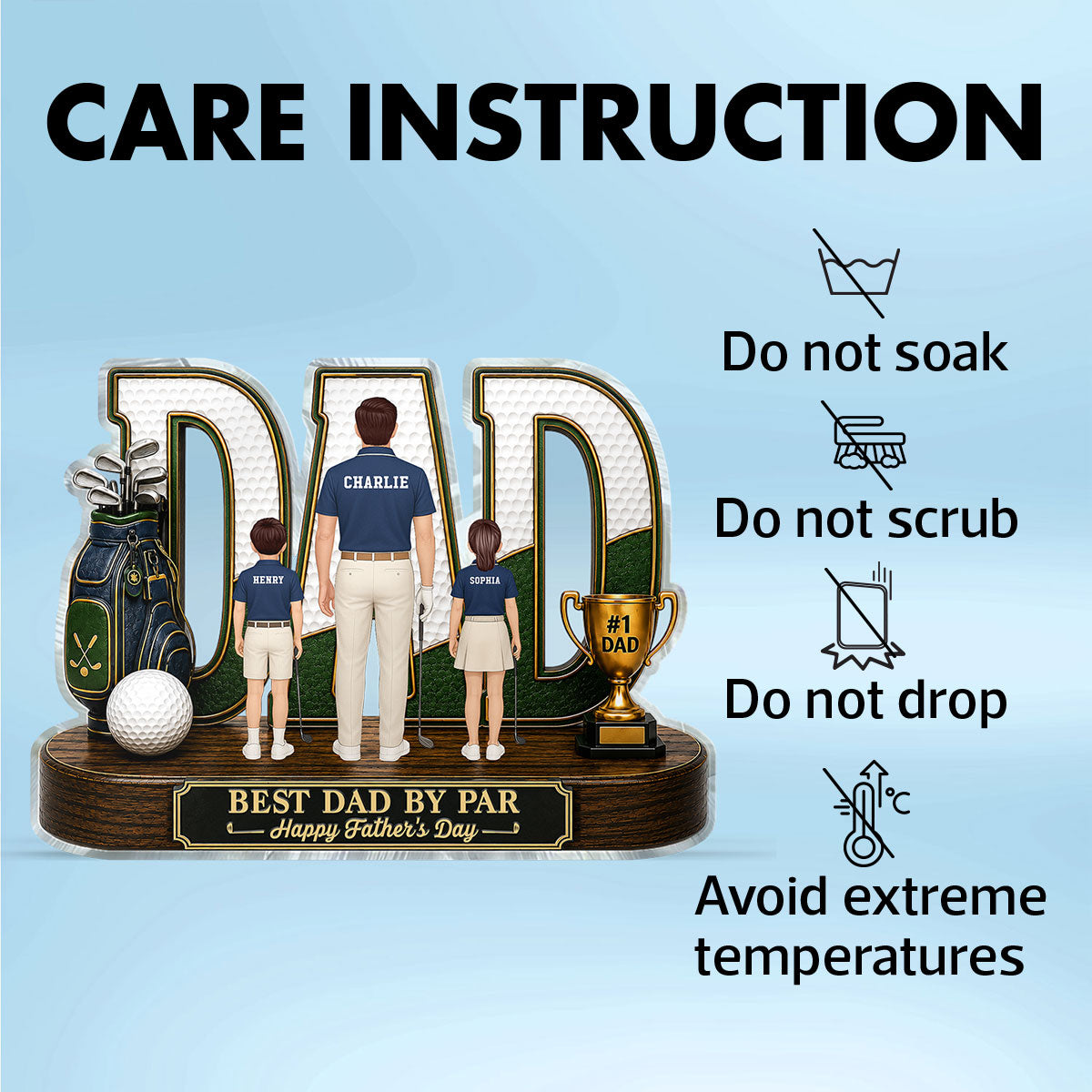 Golf Dad Legend Best Dad By Par - Personalized Acrylic Block Plaque - Unique Trending Gift For Dad