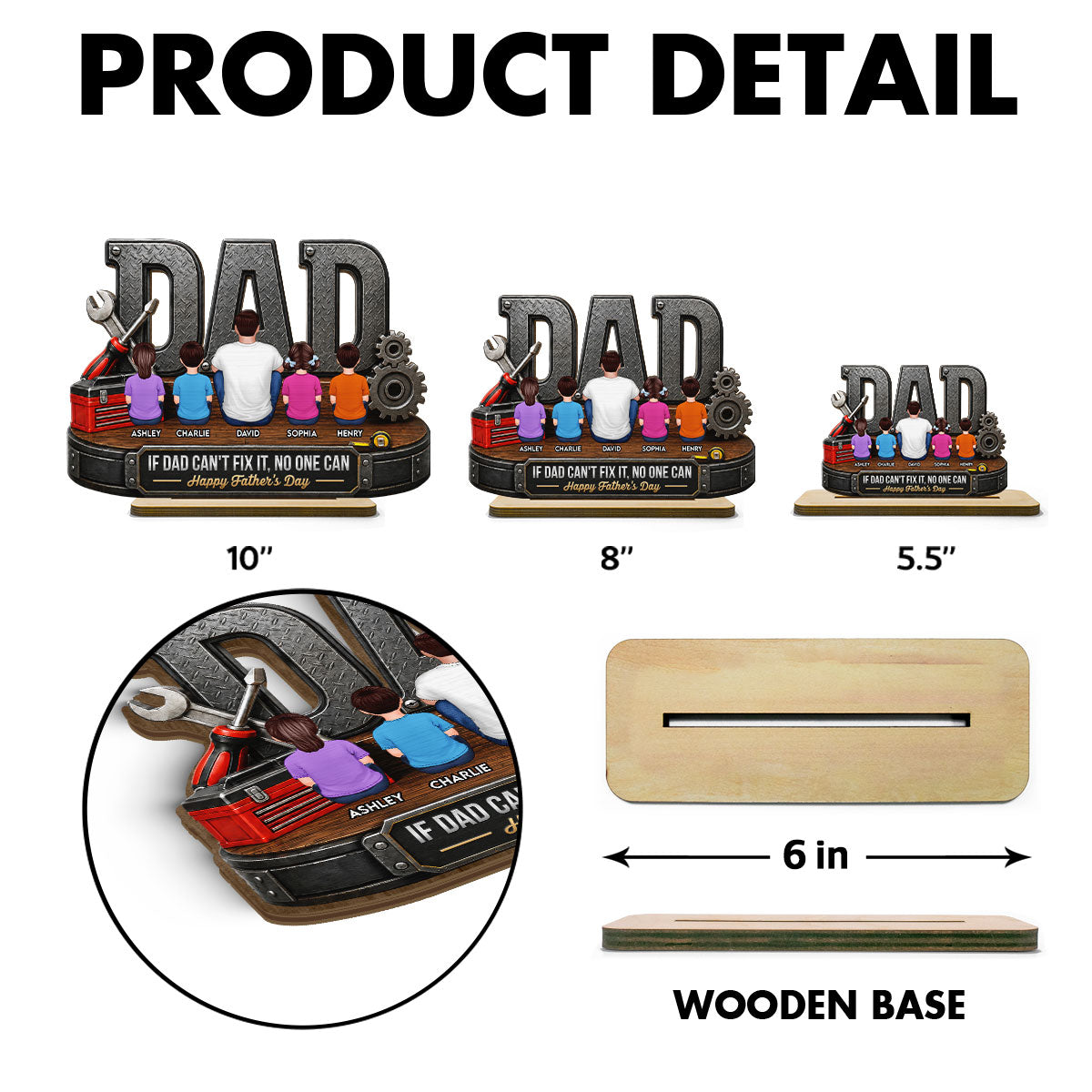 If Dad Can't Fix It No One Can - Personalized 2-Layered Wooden Plaque - Gift For Dad, Husband, DIY Dad, Handyman