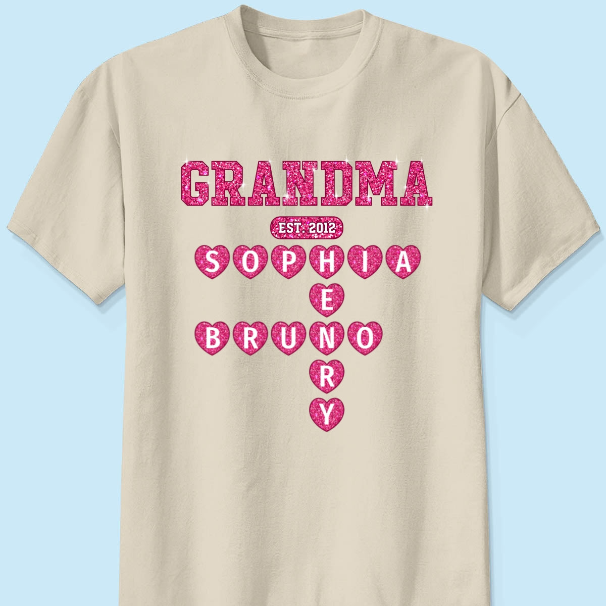 Grandma Est. Crossword Art Puzzle Unique Gift For Grandma Personalized Shirt