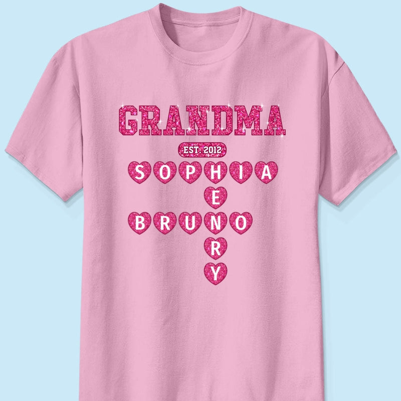 Grandma Est. Crossword Art Puzzle Unique Gift For Grandma Personalized Shirt