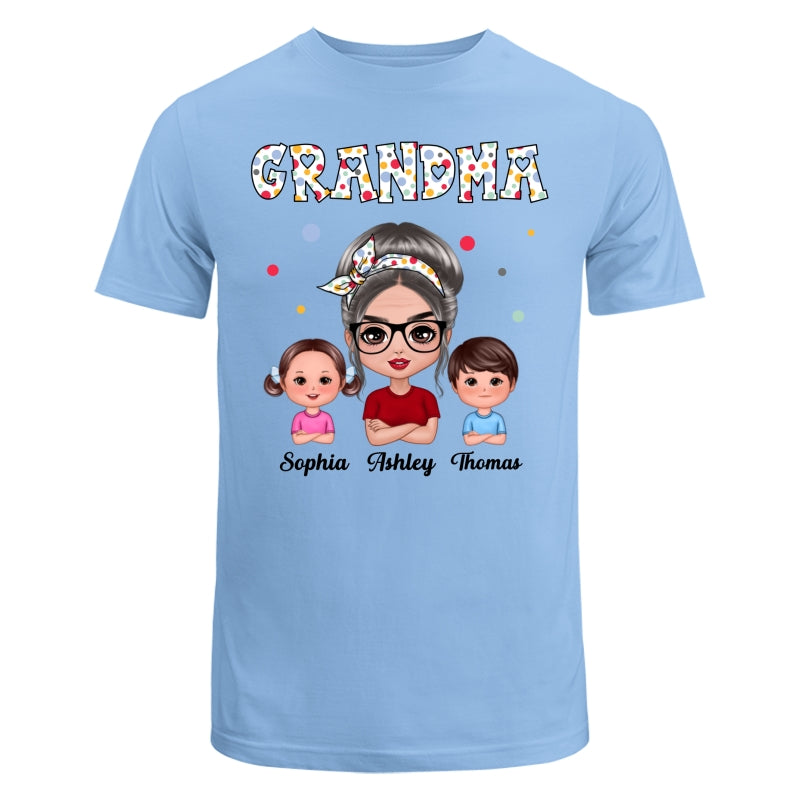 Colorful Dot Doll Grandma Grandkids Personalized Shirt