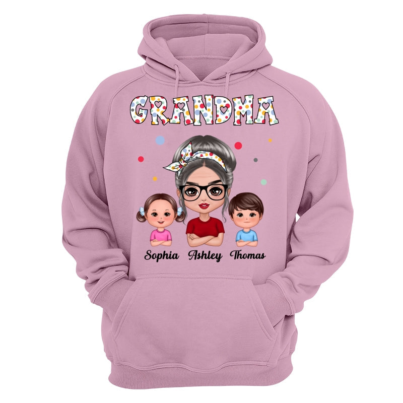 Colorful Dot Doll Grandma Grandkids Personalized Shirt