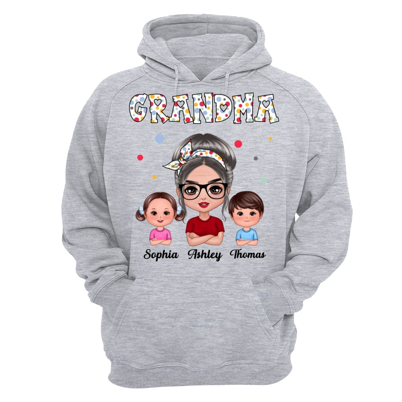 Colorful Dot Doll Grandma Grandkids Personalized Shirt