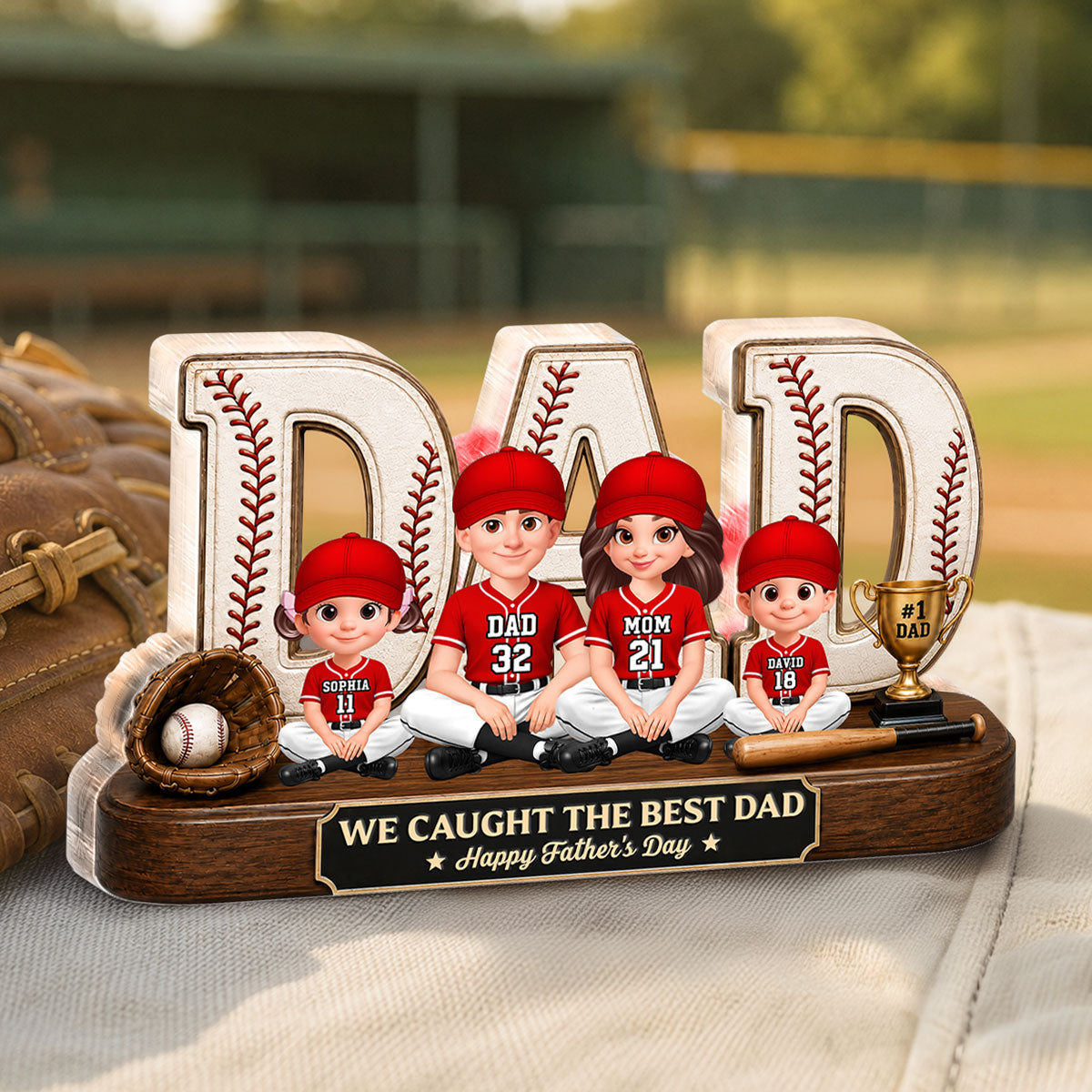 Baseball Legend Daddy's Dream Team - Personalized Acrylic Block Plaque - Gift For Dad