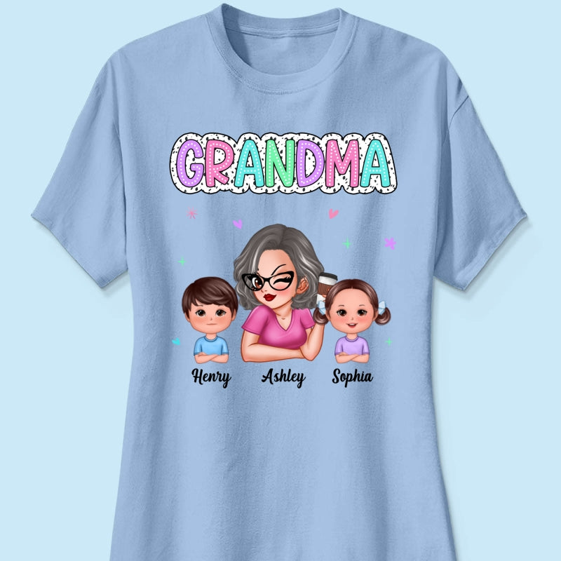 Summer Pastel Dalmatian Dots Grandma And Grandkids Personalized Shirt