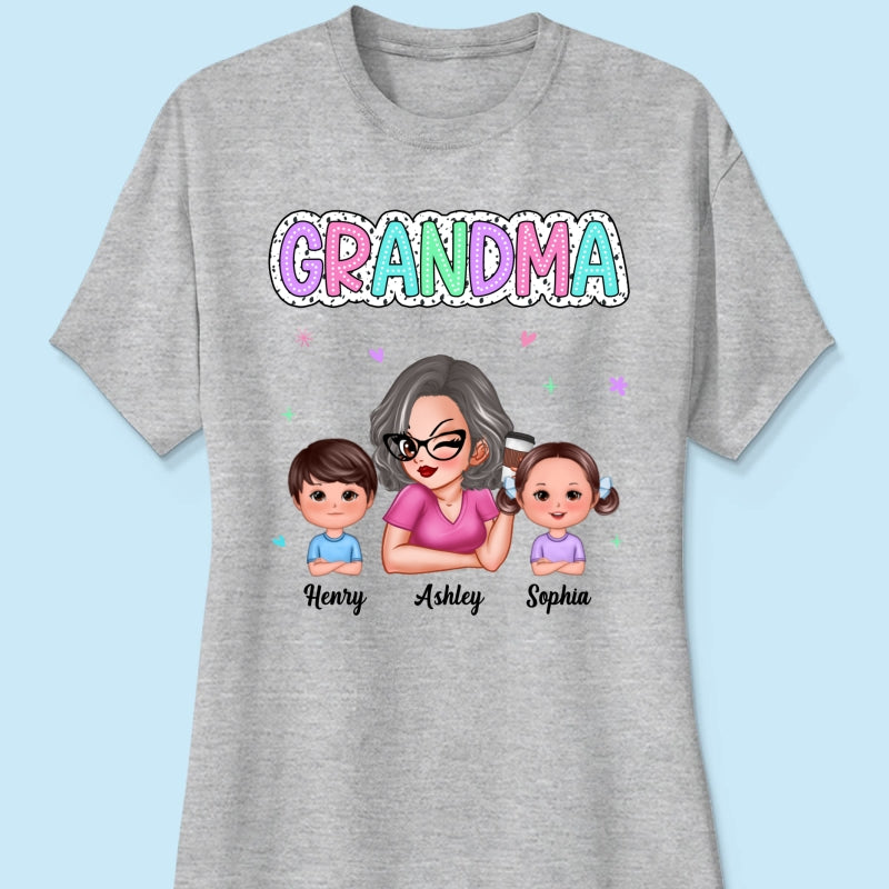 Summer Pastel Dalmatian Dots Grandma And Grandkids Personalized Shirt