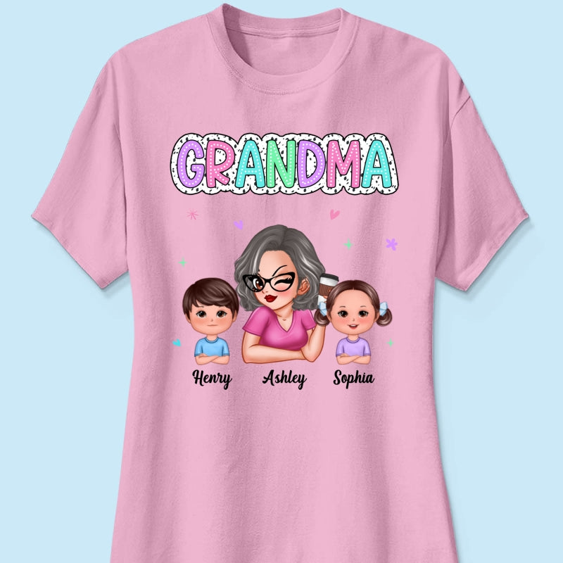 Summer Pastel Dalmatian Dots Grandma And Grandkids Personalized Shirt