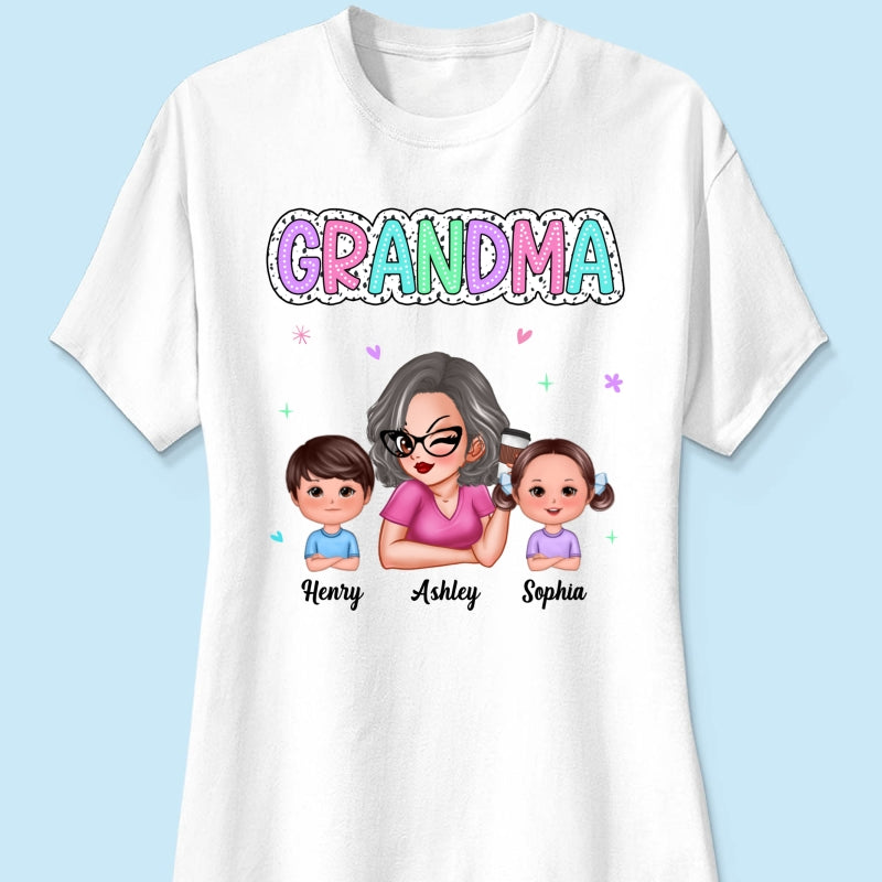 Summer Pastel Dalmatian Dots Grandma And Grandkids Personalized Shirt
