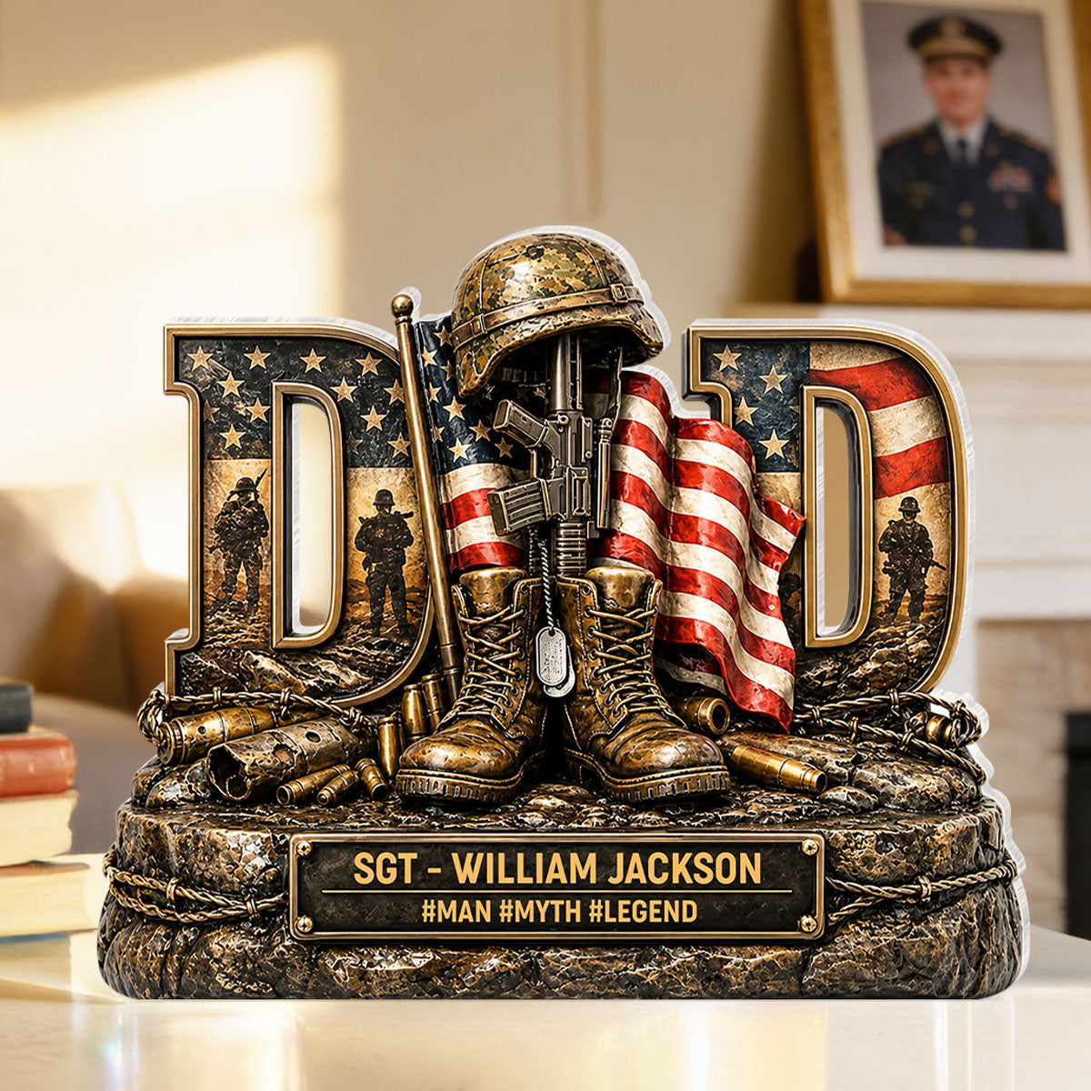 Proud American Veteran Dad - Acrylic Block Plaque - Gift For Dad, Husband