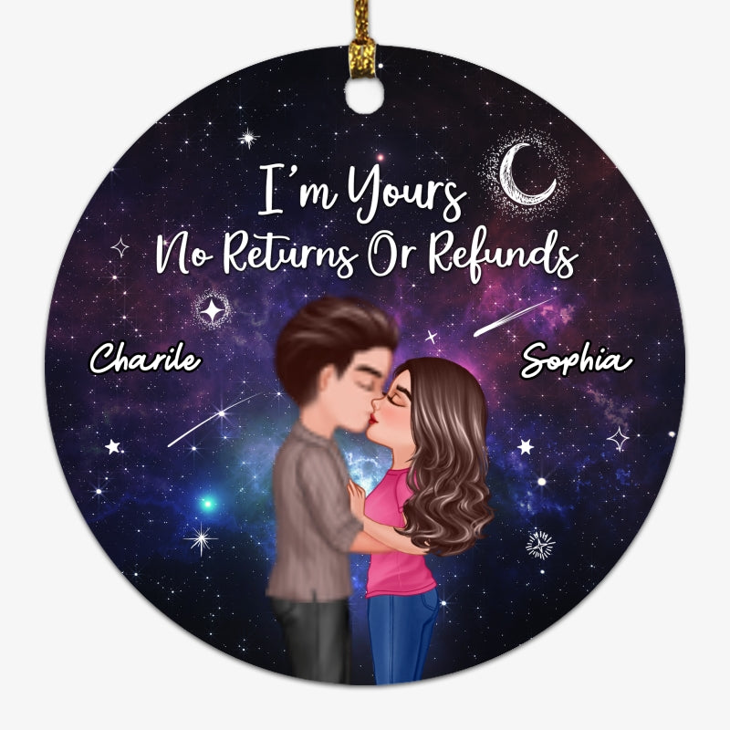 Christmas Doll Couple Kissing In Galaxy Night Personalized Circle Ornament