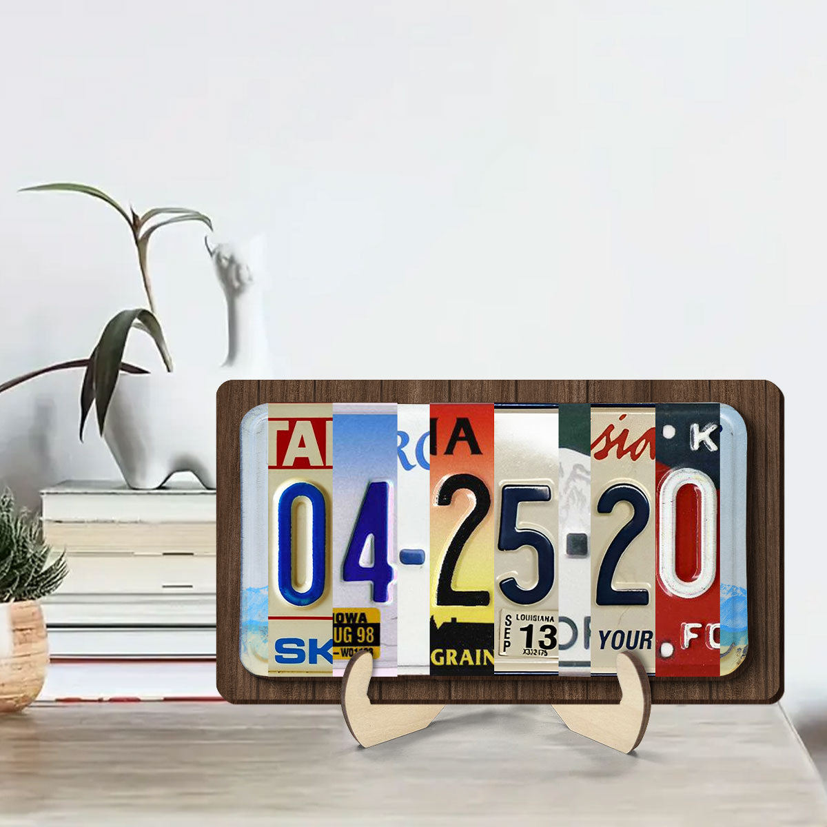 Couple License Plate Personalized Wooden Plaque, Anniversary Date, Wedding Date, Valentines Day Gift for Couples, for Him, for Her